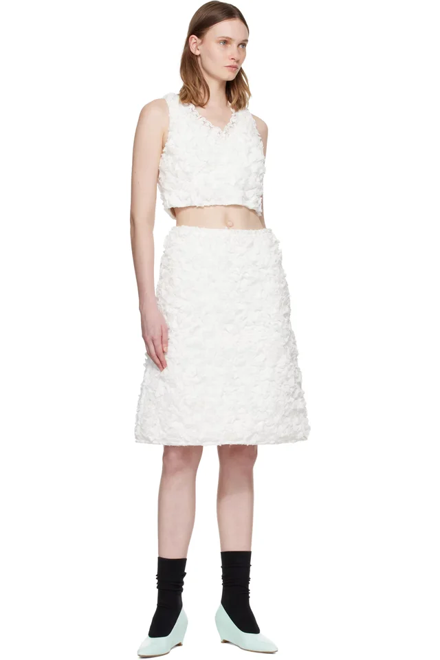SHUSHU/TONG White A-Line Midi Skirt, photo 4 of 4 from SSENSE