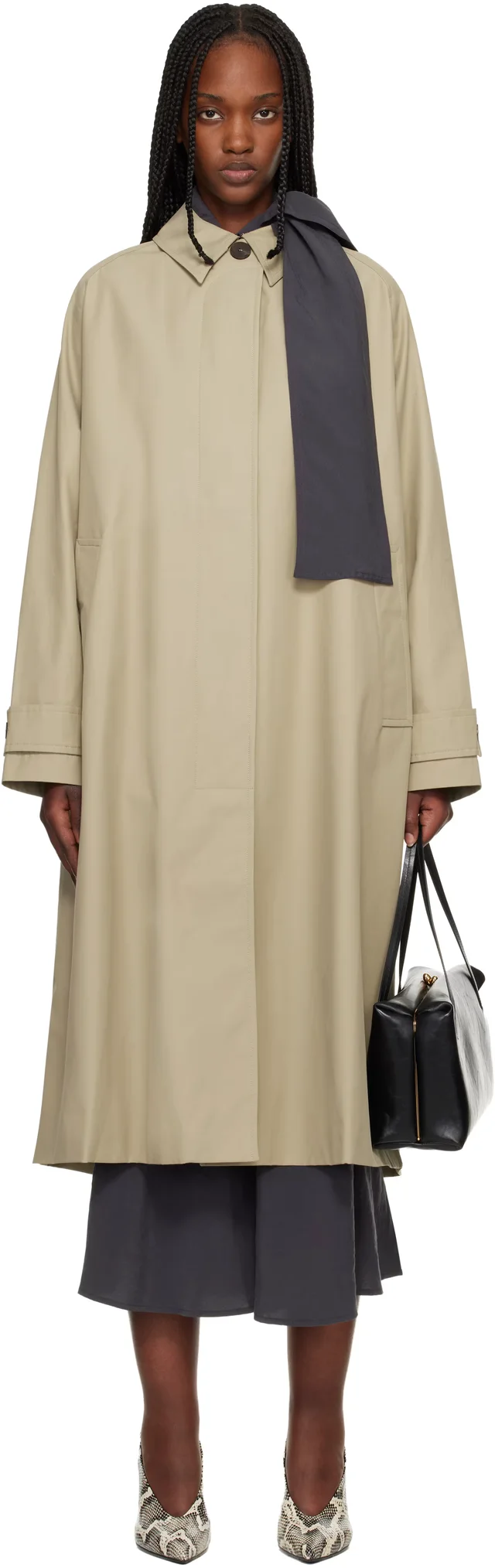 Studio Nicholson Beige Holin Technical Cotton Trench Coat, photo 5 of 8 from SSENSE