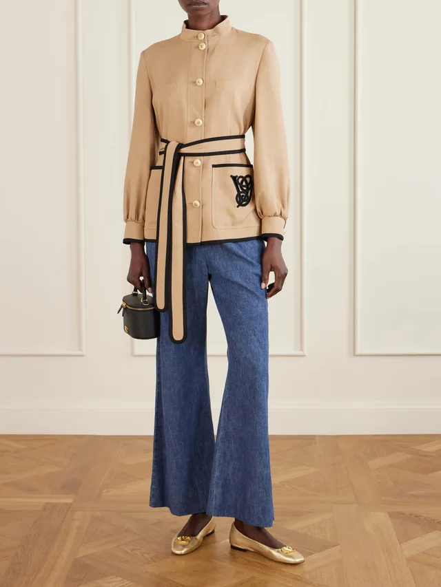 VALENTINO GARAVANI Belted embroidered twill jacket in Beige, photo 2 of 2 from NET-A-PORTER (Canada)
