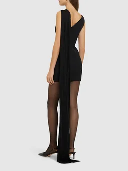David Koma Flared Dress with Side Draping in 82% Polyester, 15% Polyurethane, 5% Elastane, 95% Acetate, photo 3 of 5 from LUISAVIAROMA
