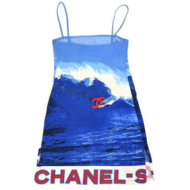 Chanel 2002 Surf Line Camisole Dress Blue #34 in Blue from AMORE Vintage Tokyo