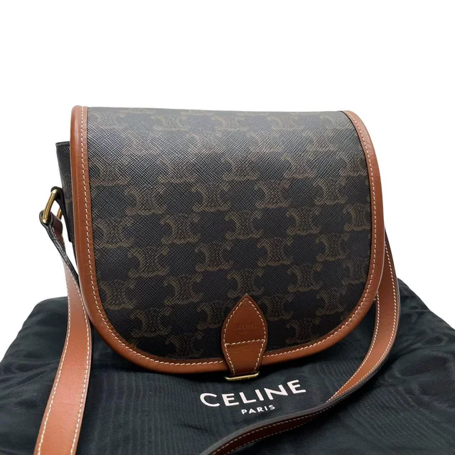 Celine Macadam Triomphe Falco Shoulder Bag Brown in Brown from The Reluxe