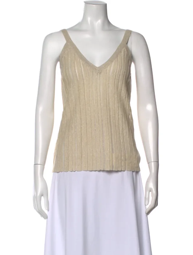 Brunello Cucinelli Linen V-Neck Top from The RealReal