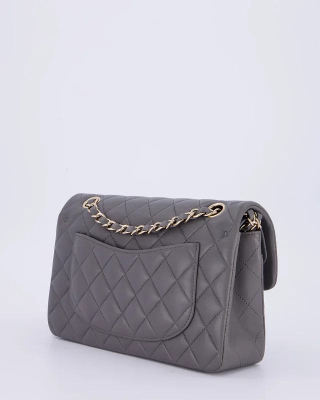 Chanel Dark Grey Small Classic Double Flap Bag in Grey Lambskin from Sellier, photo 6 of 12