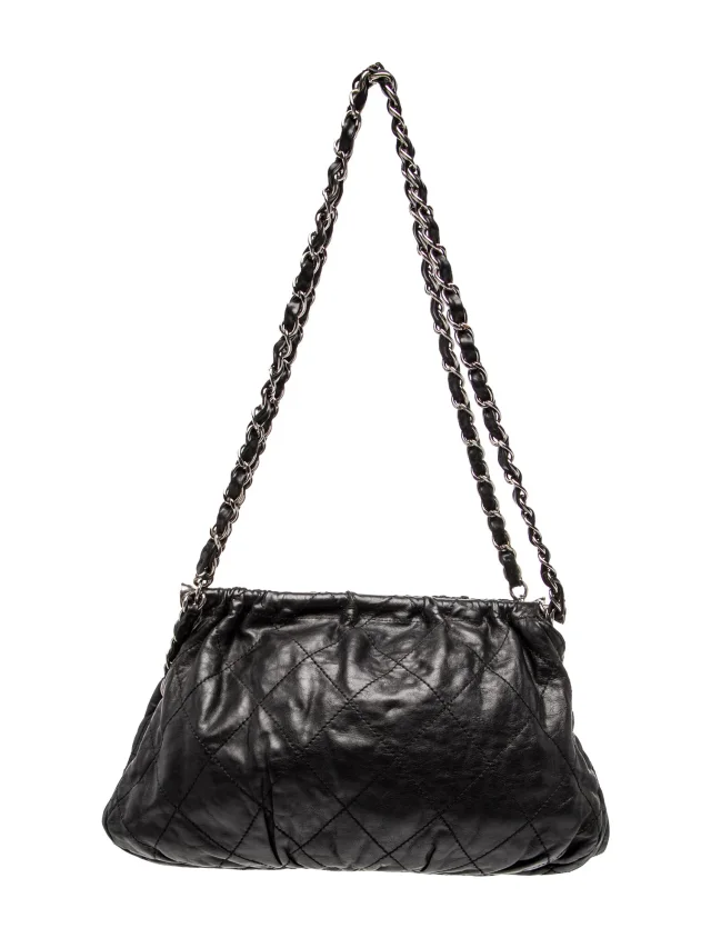 Chanel Quilted Frame Shoulder Bag in black Leather from The RealReal
