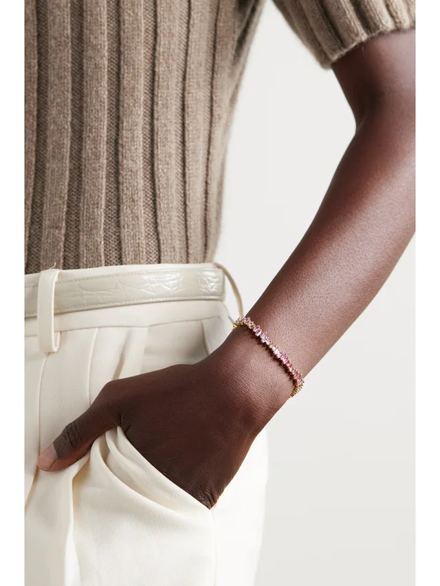 SUZANNE KALAN 18-karat gold, sapphire and diamond tennis bracelet in Metallic, photo 2 of 2 from NET-A-PORTER (Canada)