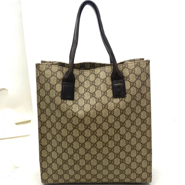 Gucci GG Supreme Canvas Tote Bag Brown in Brown Canvas from The Reluxe
