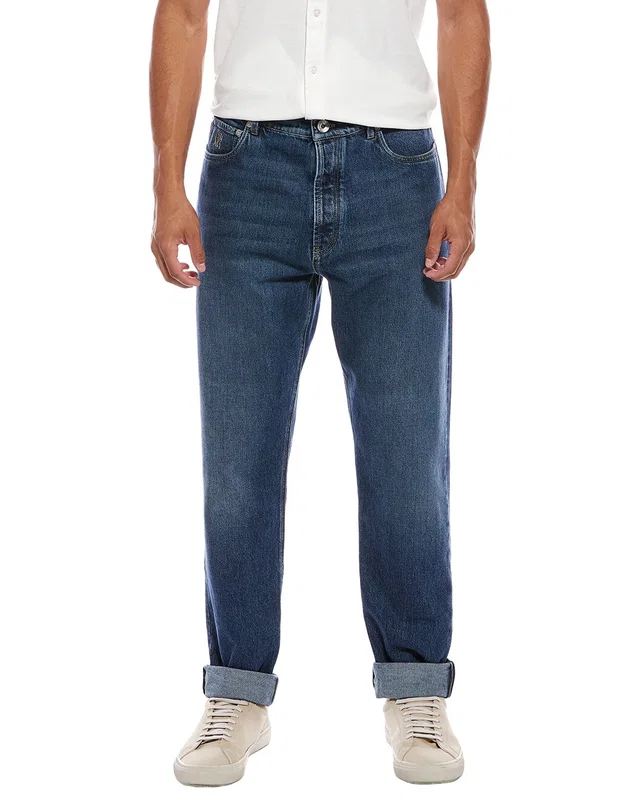 Brunello Cucinelli Straight Medium Wash Jean, image 1 of 1 from Gilt
