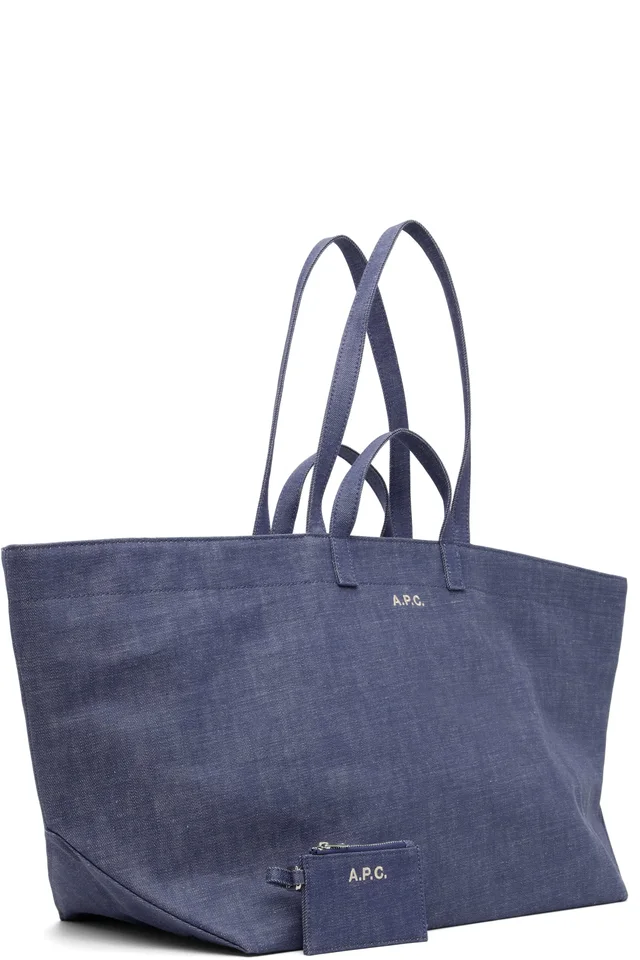A.P.C. Blue 'Le Drummer' Toile Tote, photo 2 of 4 from SSENSE
