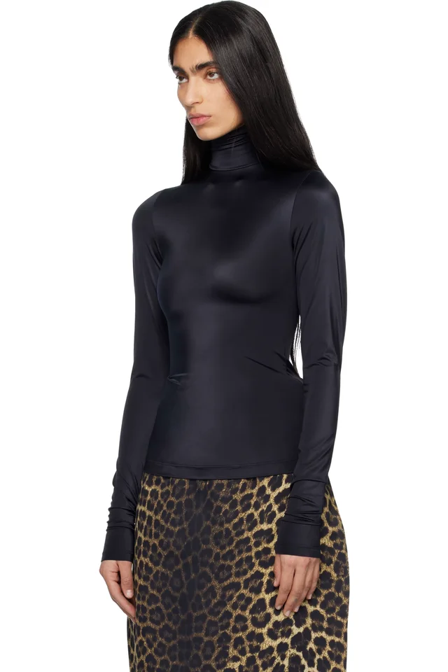 MARIE ADAM-LEENAERDT Black High Neck Body Zip Cover Top, photo 4 of 5 from SSENSE