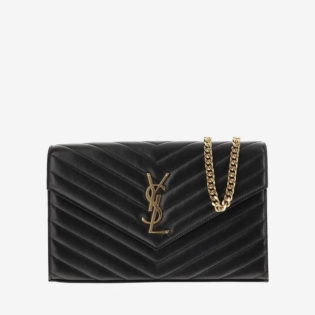 Saint Laurent Chevron-Quilted Lamb Leather Clutch — Black in Black Lambskin from HEWI