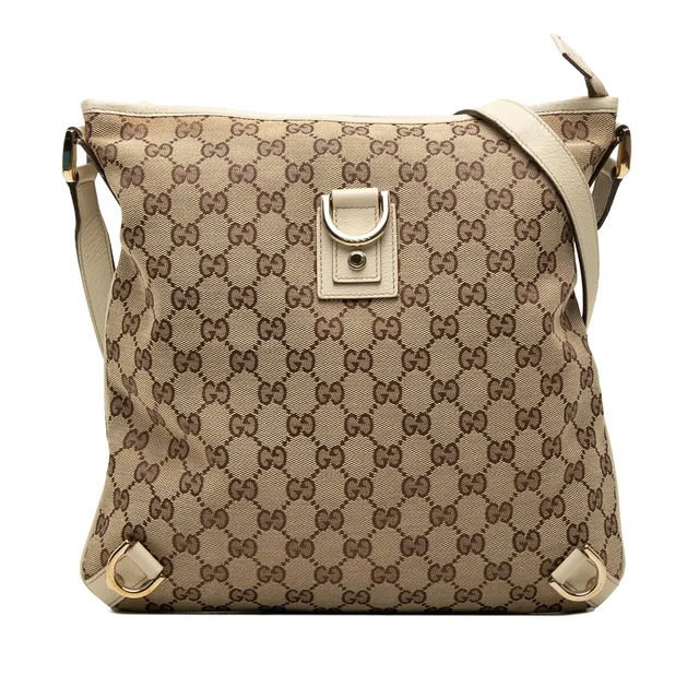 White Gucci GG Canvas Abbey D Ring Crossbody in White Canvas from Designer Revival