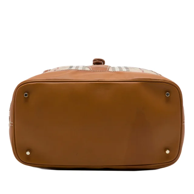 Burberry Haymarket Check Coated Canvas and Calfskin Bucket Bag in Beige Calfskin from Designer Revival, photo 3 of 6