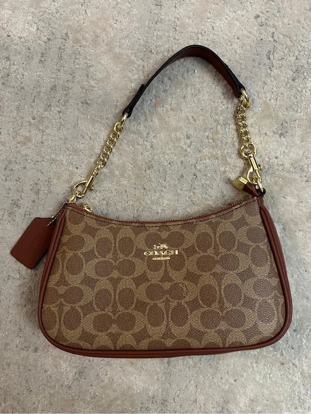 Coach Brown Signature Shoulder Terri Bag in red|brown from Poshmark