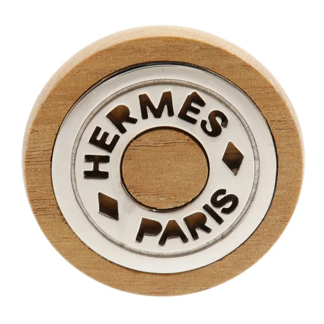 Hermès Sellier Wood Metal Earrings in Brown Wood from LuxUness, photo 6 of 6