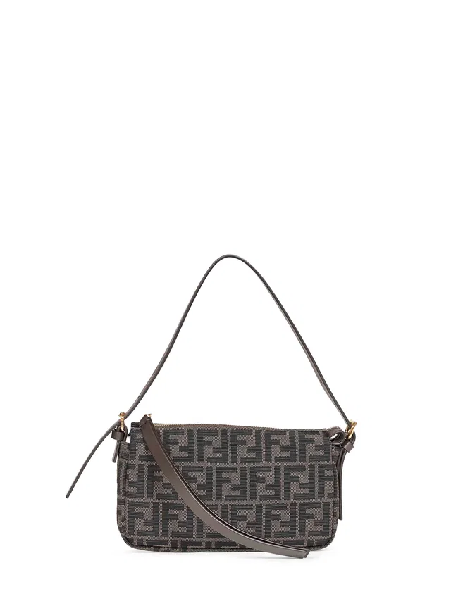 Fendi Zucca Shoulder Bag — Brown Polyester in Brown Calfskin from HEWI