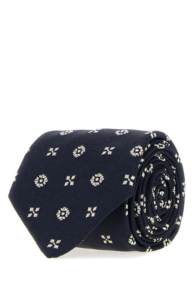 Saint Laurent Petits Necktie — Navy Exterior: Silk Lining: Neckties in Navy Silk from HEWI