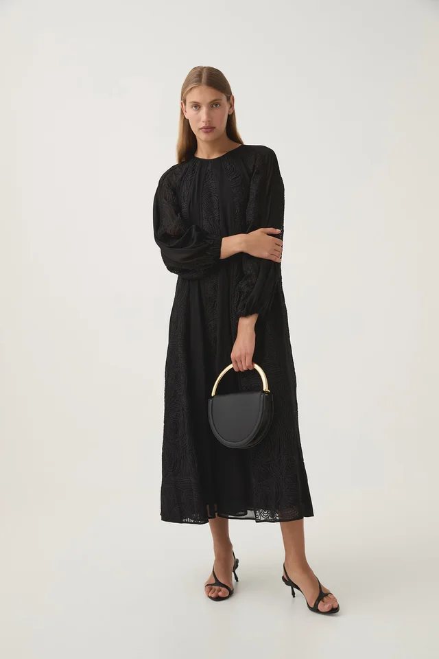 AJE Soleil Blouson Lace Midi Dress in Black from Aje, photo 1 of 1