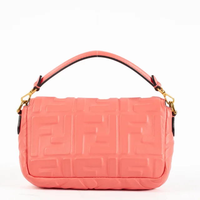 Fendi Pink FF Embossed Leather Mini Baguette Bag in Pink Leather from Labellov, photo 4 of 7