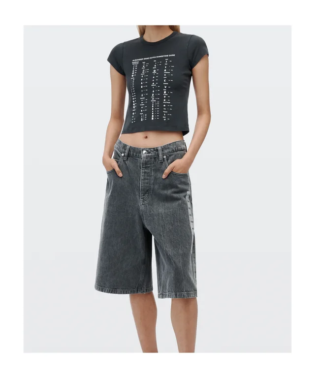 Alexander Wang Fitted Short-Sleeve T-Shirt with Crystal Embellishment, photo 2 of 5 from SENSER