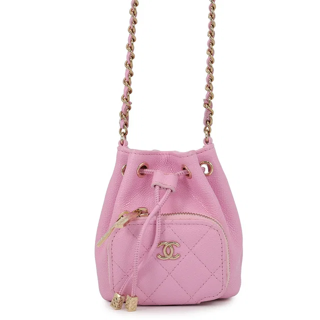 Chanel Matelasse Drawstring Bag ChainShoulder Bag PinkAP2913 Caviar Leather in Caviar leather from GALLERY RARE