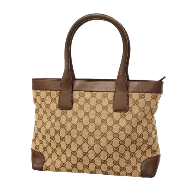 Gucci Tote Bag GG Canvas Brown Champagne Gold in Brown Canvas from The Reluxe