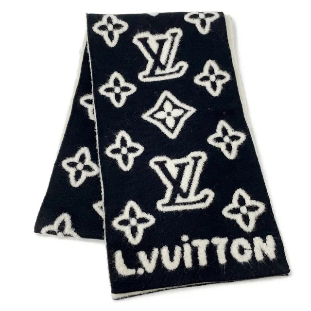 Louis Vuitton Scarf・Monogram Blast Knit Size S Noir/WhiteM96963 Wool88% Nylon12% in Black from GALLERY RARE