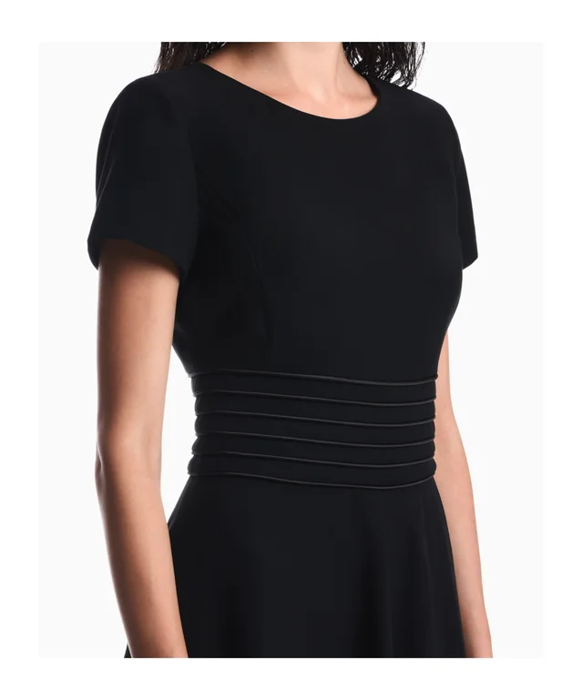 Emporio Armani Dress in techno cady with a pleated waist and short sleeves, photo 9 of 9 from SENSER