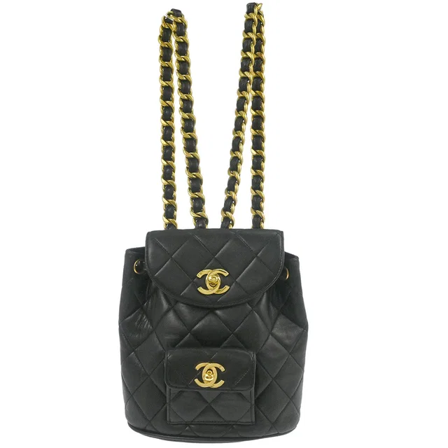 Chanel 1991-1994 Black Lambskin Duma Backpack Small in Black Lambskin from AMORE Vintage Tokyo