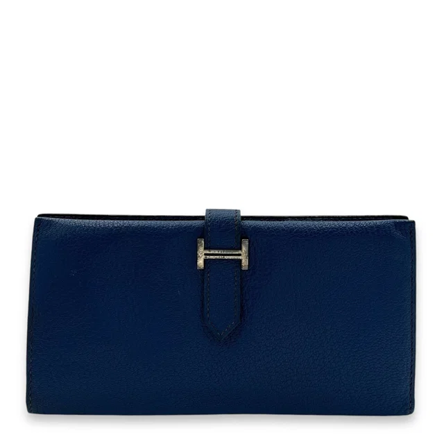 Hermès Bearn Blue in Blue Goatskin from Luxury Promise