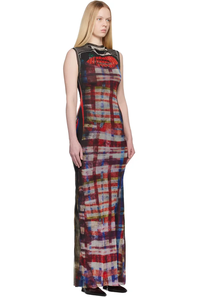 Ottolinger Red & Black Mesh Maxi Dress, photo 2 of 4 from SSENSE