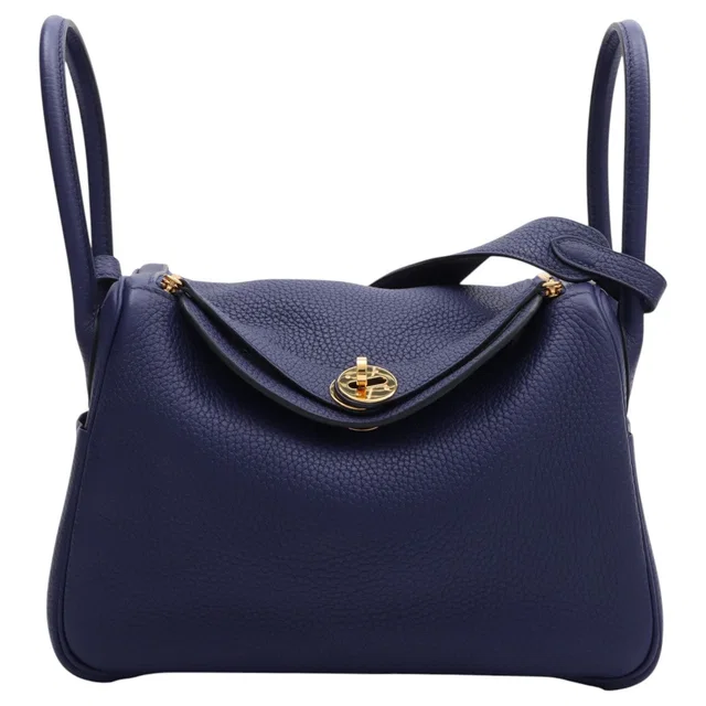 Hermès 2019 Lindy 26 Bleu Encre in Blue Clemence leather from VINTAGE QOO TOKYO