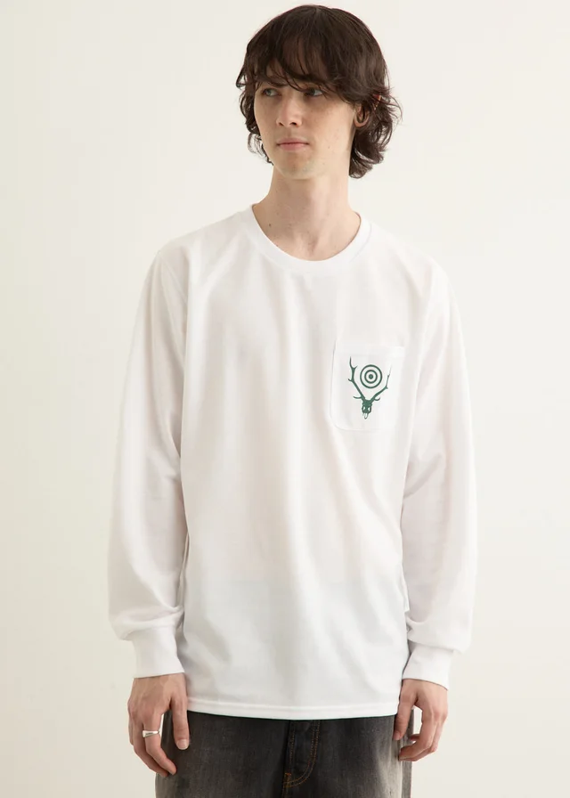 SOUTH2 WEST8 Long Sleeve Round Pocket T-Shirt in White from Incu, photo 1 of 1