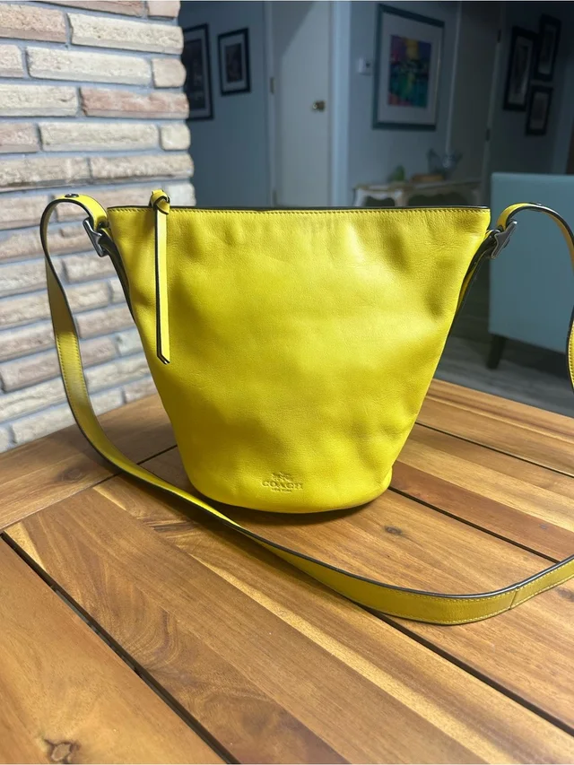 Coach Saffron Yellow Bleeker Pebbled Leather Crossbody Bucket Bag in yellow Leather from Poshmark