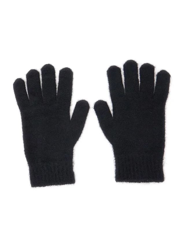 VIVIENNE WESTWOOD Black Gloves with Orb Logo Embroidered on the Front in Wool Blend Unisex in Black 60% Alpaca 10% Mohair 30% Polyamide, photo 3 of 6 from Gaudenzi Boutique