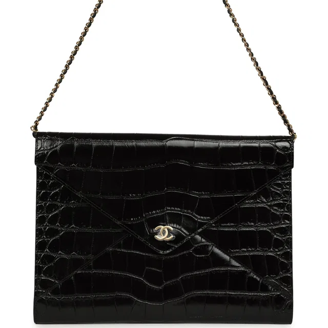 Chanel Envelope Clutch in Black Calfskin from Madison Avenue Couture
