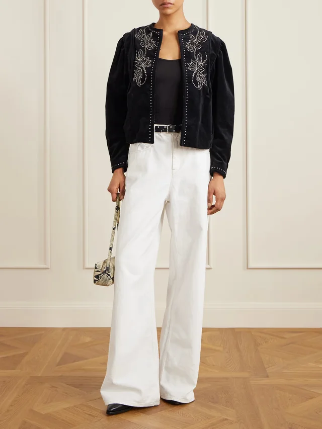 ISABEL MARANT Pietra studded cotton-velvet jacket in Black, photo 2 of 2 from NET-A-PORTER (Canada)