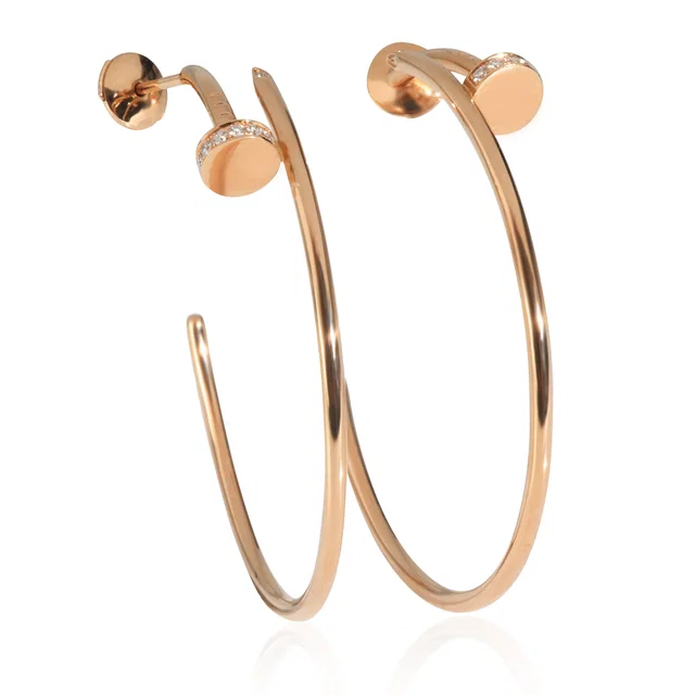 Cartier Rose Gold Diamond Large Model Juste Un Clou Hoop Earrings 18k in Pink from HEWI