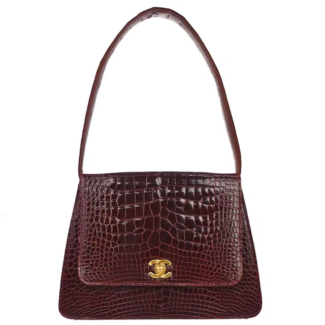 Chanel 1996-1997 Burgundy Crocodile Shoulder Bag in Burgundy Crocodile from AMORE Vintage Tokyo