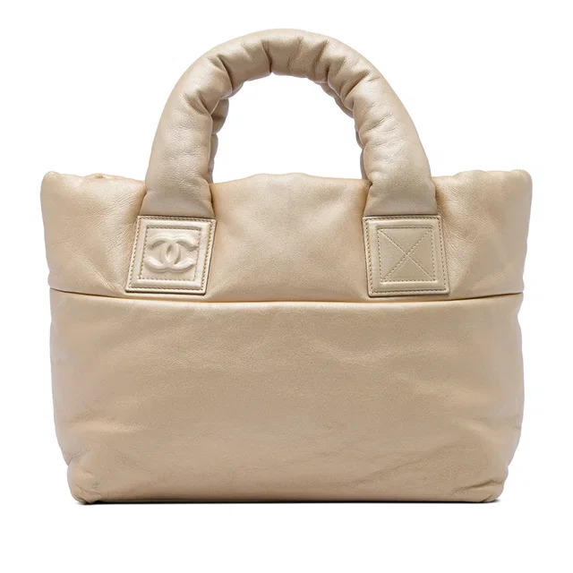 Gold Chanel Small Lambskin Coco Cocoon Reversible Tote in Gold Lambskin from Designer Revival