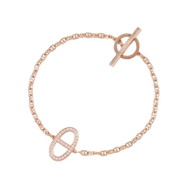 Hermès Chaine d'Ancre Contour Bracelet Size STH122404B 18K Pink Gold in Pink from GALLERY RARE