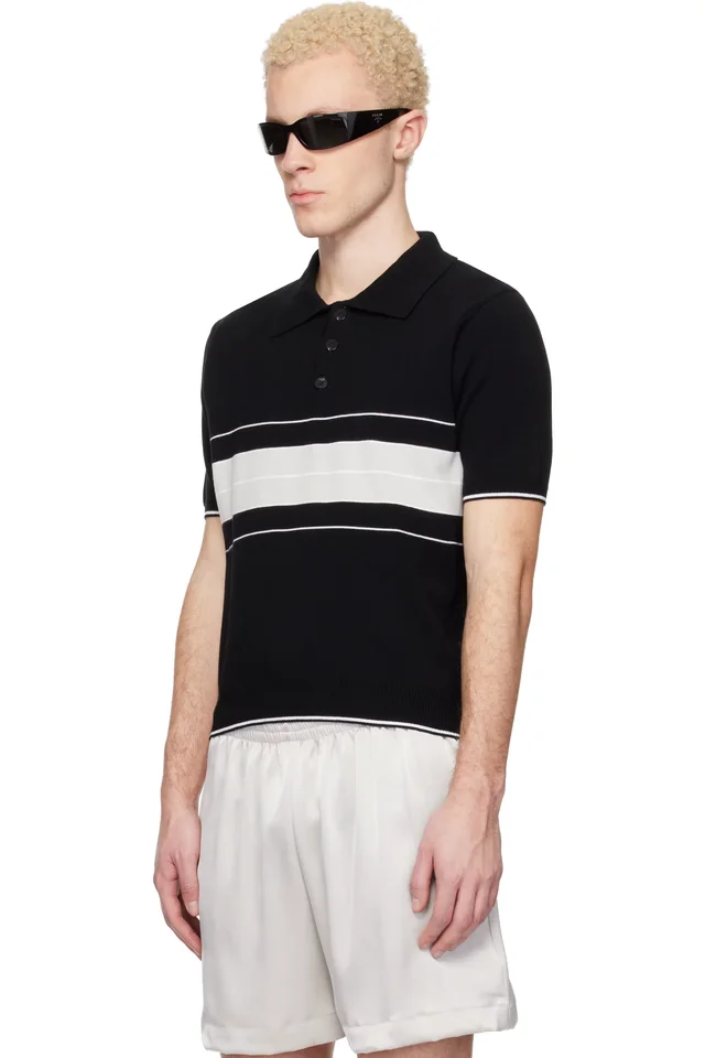 Ernest W. Baker Black & Gray Striped Polo, photo 4 of 4 from SSENSE