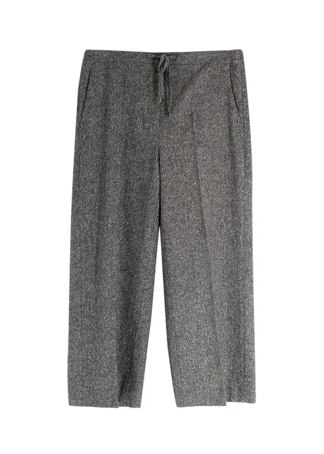 S Max Mara Grey Wide Leg Wool Trousers in Grey Wool from HEWI