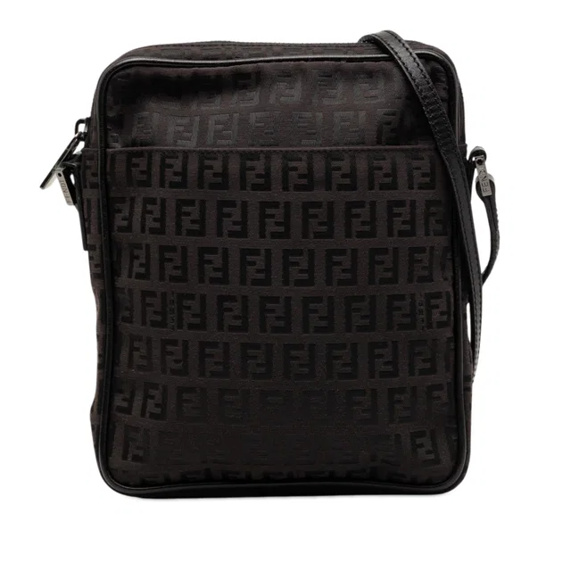 Black Fendi Zucchino Canvas Crossbody in Black Canvas from Designer Revival