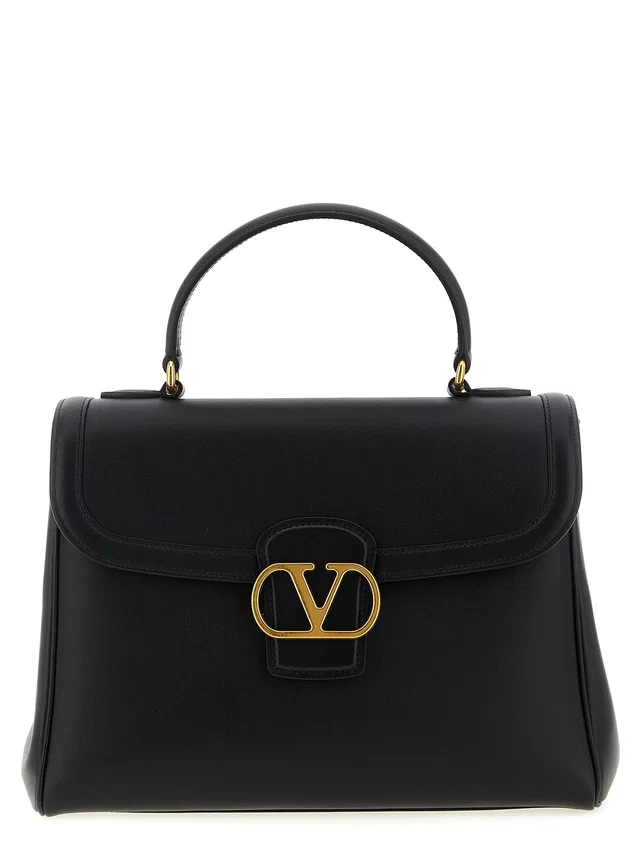 Valentino Garavani Top Handle Bag — Black Smooth Calf Leather in Black Calfskin from HEWI