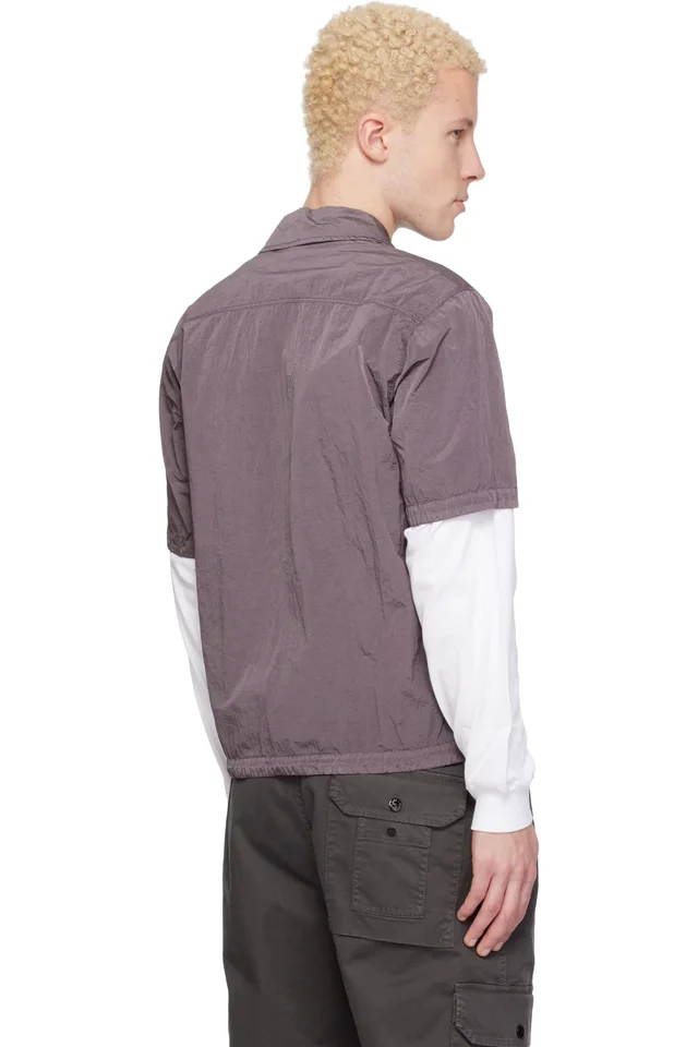 Stone Island Purple 1200028 Nylon Metal ECONYL Shirt, photo 3 of 4 from SSENSE