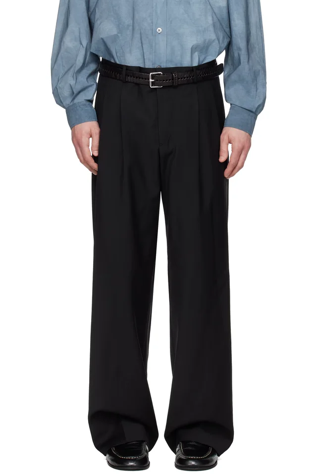 Sunflower Black Wide Pleated Trousers, image 1 of 1 from SSENSE