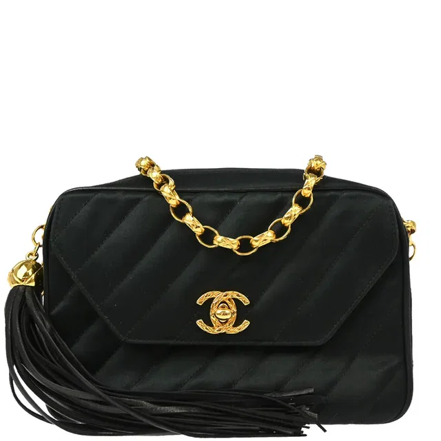 Chanel 1991-1994 Black Satin Camera Bag Mini in Black Satin from AMORE Vintage Tokyo