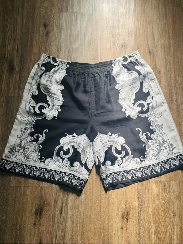 Versace Black And White Baroque Athletic Shorts in black|white from Poshmark