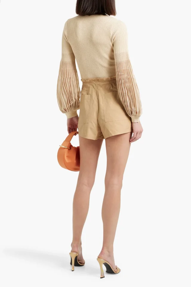 Ulla Johnson Camryn pleated cotton-poplin shorts in Sand, photo 3 of 5 from THE OUTNET